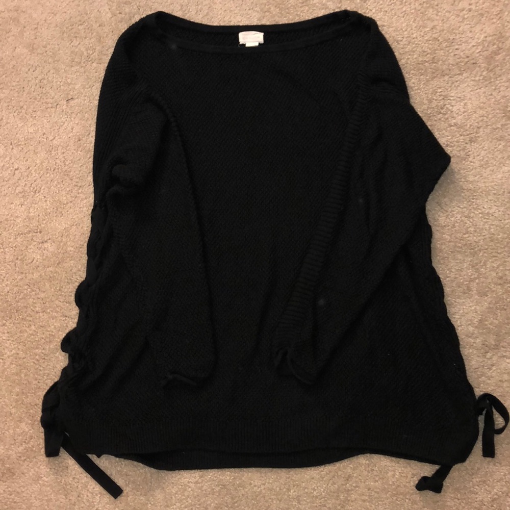 Caslon Black Lace Up Sweater sz Large